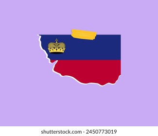 Liechtenstein flag paper texture, single-piece element, vector design, Liechtenstein flag taped on wall, decoration or celebration idea