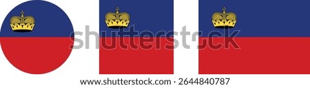 Liechtenstein flag PNG vector. Liechtenstein square and round icon isolated on transparent PNG background. Liechtenstein flag icon.
