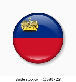 Liechtenstein flag round badge or icon isolated on white background. Vector illustration.