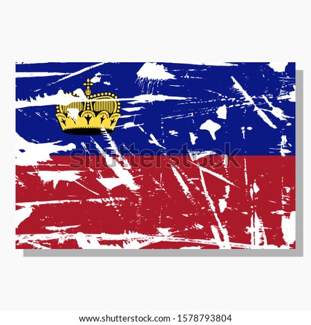 Liechtenstein flag with scratches and shadow in vector