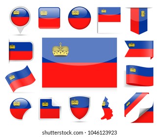 Liechtenstein Flag Set - Vector Illustration
