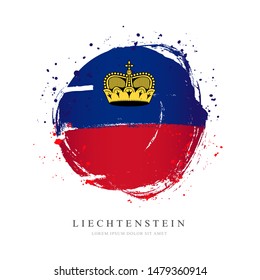 Liechtenstein flag in the shape of a big circle. Vector illustration on a white background. Brush strokes are drawn by hand. Independence Day.