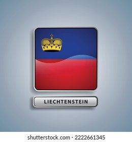 Liechtenstein flag square button vector illustration