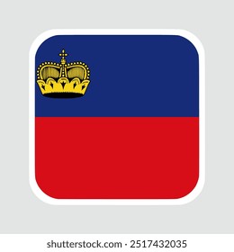 Liechtenstein flag square flat vector with rounded corners and white border, vector illustration