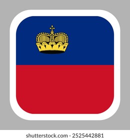 Liechtenstein flag square flat vector with rounded corners and white border, vector illustration