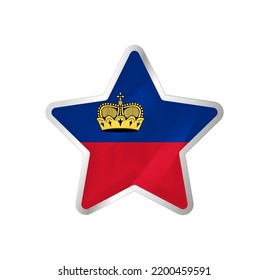 Liechtenstein flag in star. Button star and flag template. Easy editing and vector in groups. National flag vector illustration on white background.