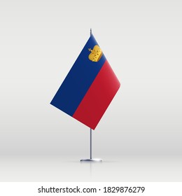 Liechtenstein flag state symbol isolated on background national banner. Greeting card National Day of the Principality of Liechtenstein. Illustration banner with realistic state flag of microstate.