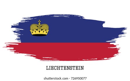 Liechtenstein flag vector grunge paint stroke  