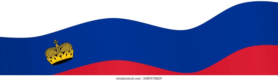 Onda de la bandera de Liechtenstein aislada en png o Ilustración vectorial de fondo transparente.