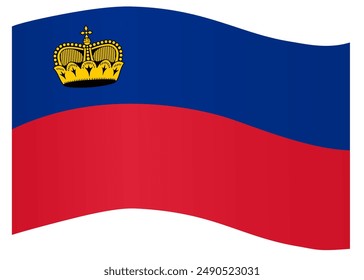 Onda de la bandera de Liechtenstein aislada en png o Ilustración vectorial de fondo transparente.