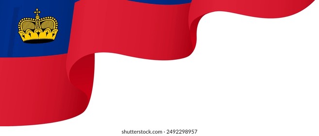Onda de la bandera de Liechtenstein aislada en png o Ilustración vectorial de fondo transparente.