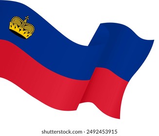 Liechtenstein flag wave isolated on png or transparent background vector illustration.