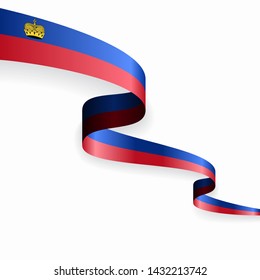 Liechtenstein flag wavy abstract background. Vector illustration.