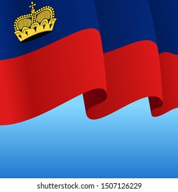 Liechtenstein flag wavy abstract background. Vector illustration.