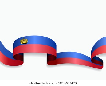 Liechtenstein flag wavy abstract background. Vector illustration.