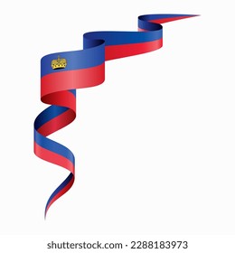 Liechtenstein flag wavy abstract background. Vector illustration.