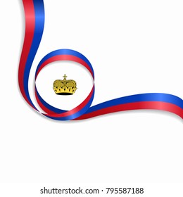 Liechtenstein flag wavy abstract background. Vector illustration.