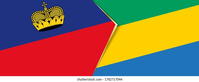 Liechtenstein and Gabon flags, two vector flags symbol of relationship or confrontation.