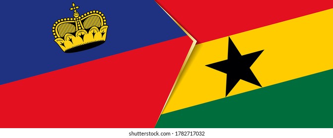 Liechtenstein and Ghana flags, two vector flags symbol of relationship or confrontation.