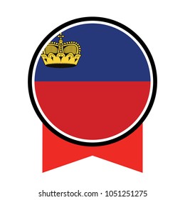 Liechtenstein - glossy button with flag, A Round flag with shadow of Liechtenstein.