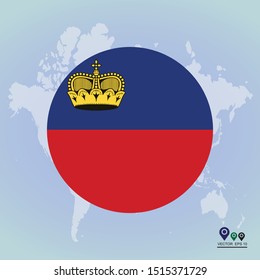 Liechtenstein - glossy button with flag, A Round flag with shadow of Liechtenstein.