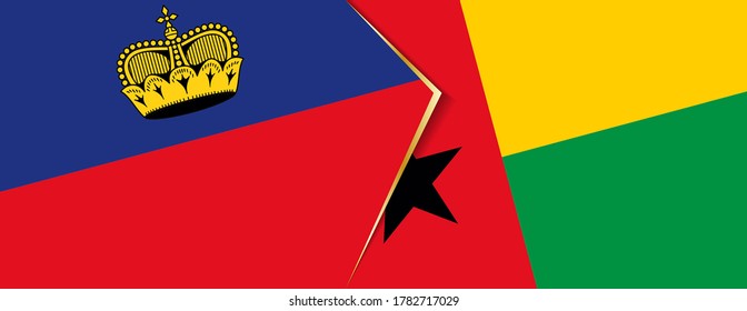 Liechtenstein and Guinea-Bissau flags, two vector flags symbol of relationship or confrontation.