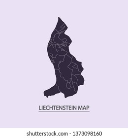 Liechtenstein - High detailed map violet outline map with caption on violet background.Abstract design vector illustration eps 10.