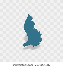 Liechtenstein high detailed vector representation of country silhouette. 3D map on transparent background with dropped shadow. For educational, decorative, or informational use.