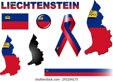 Liechtenstein Icons. Set of vector graphic images representing Liechtenstein.