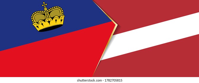 Liechtenstein und Lettland Flaggen, zwei Vektorflaggen Symbol für Beziehung oder Konfrontation.