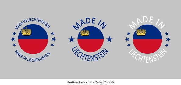 Liechtenstein Hecho en Sello en círculo con bandera sobre fondo blanco