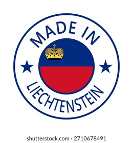 Liechtenstein Made in Stamp in circle with flag Vector template on white background
