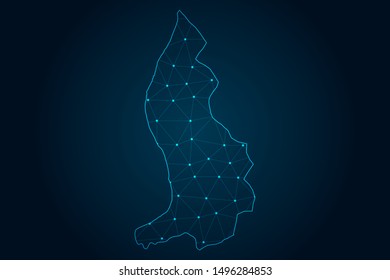 liechtenstein map with Abstract mash line and point scales on Dark background . design polygon sphere . Wire frame 3D mesh polygonal network line . Vector illustration eps 10.