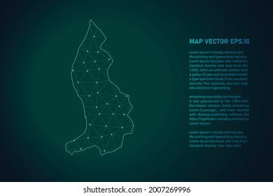 Stadtplan des Weltnaturerbes. Abstrakte Mashline und Punktwaage auf dunklem Hintergrund. 3D-Mesh-Polygonnetz-Linie, Design-Kugel, Punkt und Struktur. Vektorgrafik eps10.