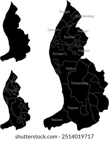 LIECHTENSTEIN MAP with its administrative divisions and regions