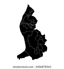 Liechtenstein kartographiert Verwaltungsabteilungen. Vektorgrafik.