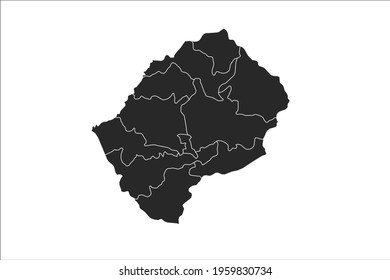 Liechtenstein Map black Color on White Backgound