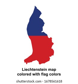 Liechtenstein map colored with flag colors isolated vector illustration