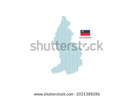 Liechtenstein map design blue circle, white background with Liechtenstein flag.