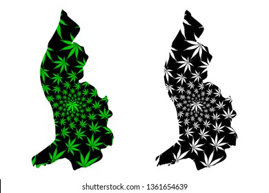 Liechtenstein - map is designed cannabis leaf green and black, Principality of Liechtenstein map made of marijuana (marihuana,THC) foliage,