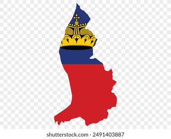 Liechtenstein map flag isolated on png or transparent background vector illustration. 