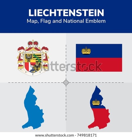 Liechtenstein Map, Flag and National Emblem 