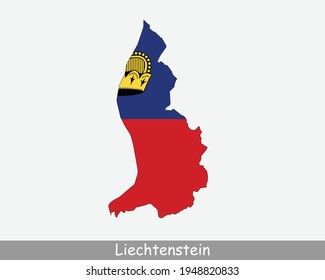 Liechtenstein Map Flag. Map of the Principality of Liechtenstein with national flag isolated on white background. Vector Illustration.