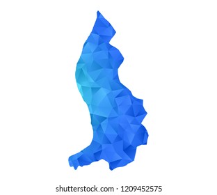 Liechtenstein map in geometric blue polygonal style modern design on white background. Vector illustration.