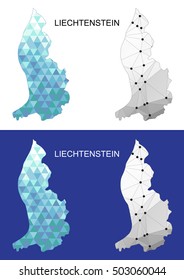 Liechtenstein map in geometric polygonal style. Abstract gems triangle.