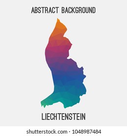 Liechtenstein map in geometric polygonal,mosaic style.Abstract tessellation,modern design background,low poly. Geometric cover, mockup. Vector illustration.