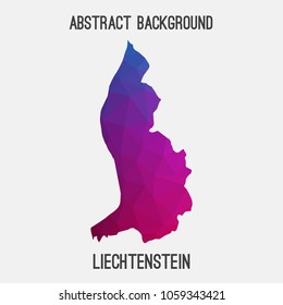 Liechtenstein map in geometric polygonal,mosaic style.Abstract tessellation,modern design background,low poly. Geometric cover, mockup. Vector illustration.