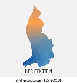 Liechtenstein map in geometric polygonal,mosaic style.Abstract tessellation,modern design background,low poly. Geometric cover, mockup. Vector illustration.
