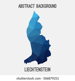 Liechtenstein map in geometric polygonal,mosaic style.Abstract tessellation,modern design background,low poly. Vector illustration.