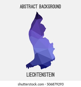 Liechtenstein map in geometric polygonal,mosaic style.Abstract tessellation,modern design background,low poly. Vector illustration.